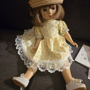 Charming Yellow Dress Doll with Straw Hat